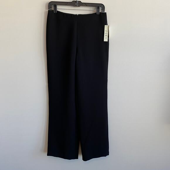 Zoey Black Dress Pants Wide Leg Back Zip No Pockets 4 NWT - Picture 1 of 6